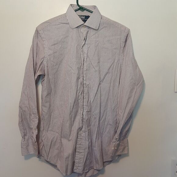 Polo Ralph Lauren Shirt Men's 15.5 32/33 Regent Custom Fit Stripe Button Up - Picture 1 of 7
